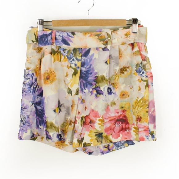 NWT Jason Wu High Waist Rose Floral Satin Belted Shorts - Picture 5 of 8